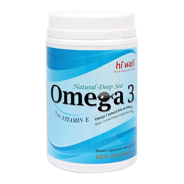 Hi Well Omega 3 with Vitamin E Natural Fish Oil 1000mg 400 Softgels